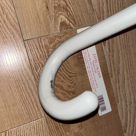 Vintage Large Estee Lauder Umbrella HAS TAGS Pastel Rose Print Hook Handle Rare - Picture 4 of 8